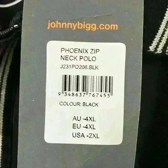 NWT Johnny Bigg 2xl Black Phoenix Neck Zip Polo - Picture 7 of 7